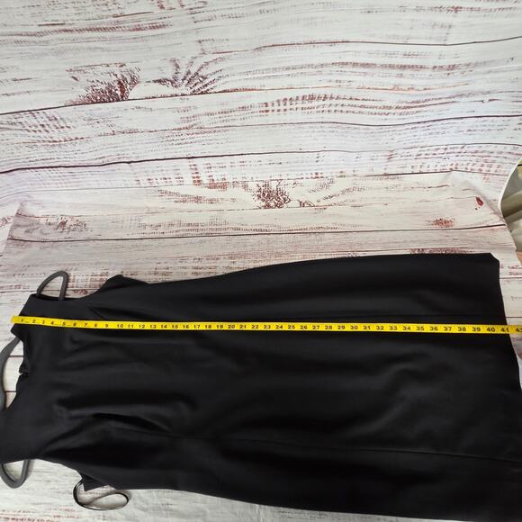 Talbots Black Midi Sleeveless Sheath Dress 10 Slit Basic Neutral Timeless Regal - Picture 13 of 15